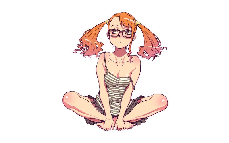 Anime Girl with Pigtails — Orange, Neutral