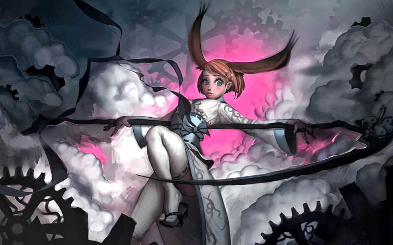 Anime Girl with Pigtails — Pink, Dramatic