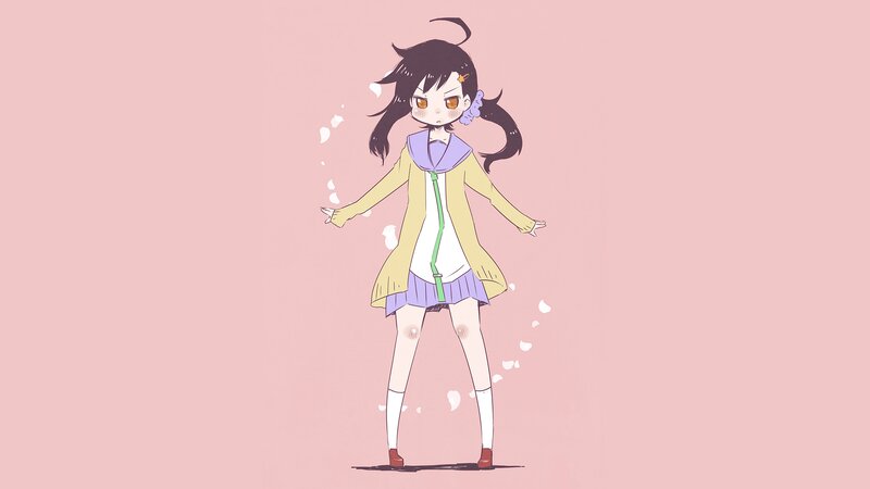 Anime Girl with Pigtails — Pink, Neutral