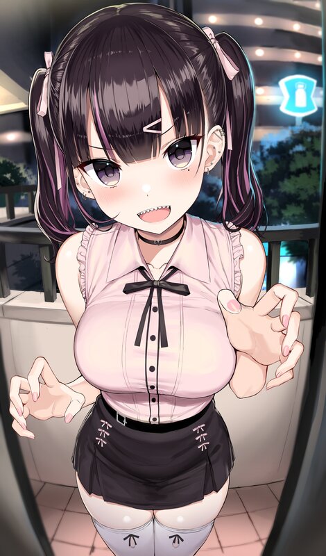 Anime Girl with Pigtails — Pink, Playful, Night