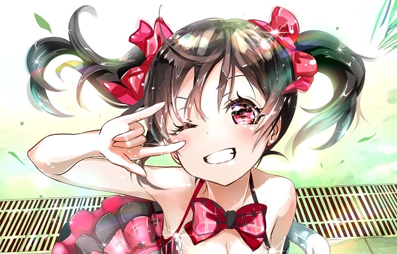 Anime Girl with Pigtails — Pink, Playful, Summer