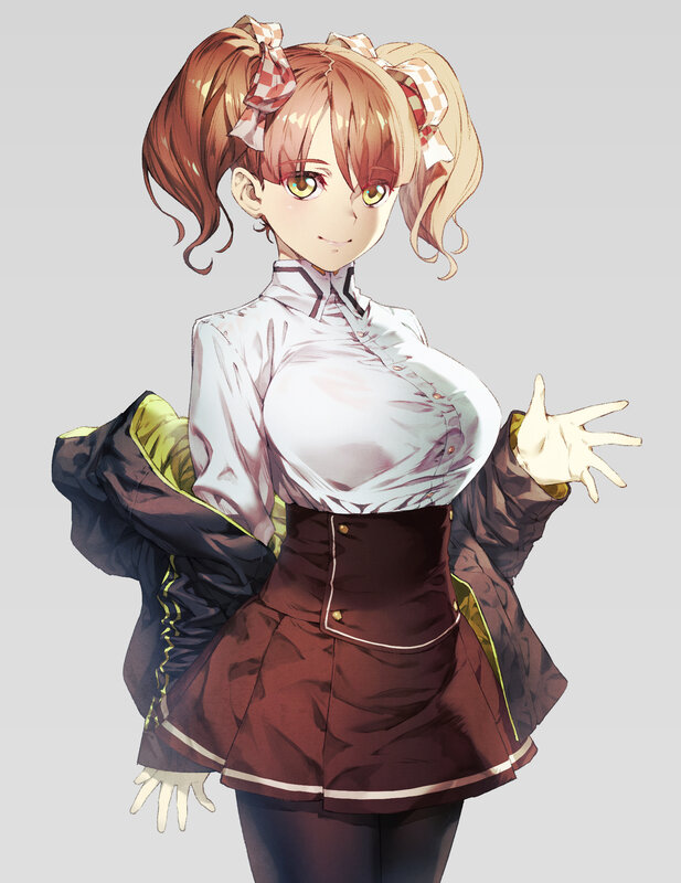 Anime Girl with Pigtails — White, Neutral