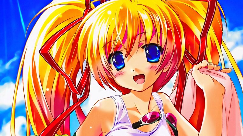 Anime Girl with Pigtails — Yellow, Bright, Cheerful