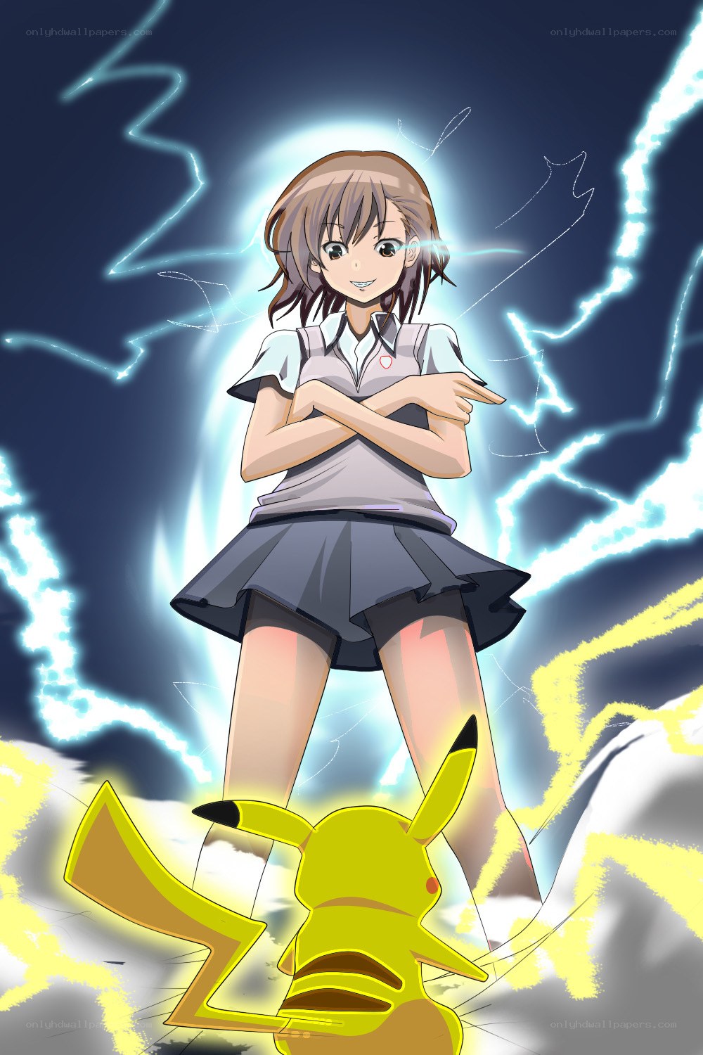 anime girl with Pikachu
