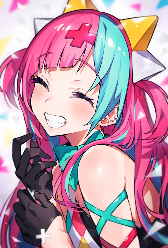 Anime Girl with Pink and Blue Hair