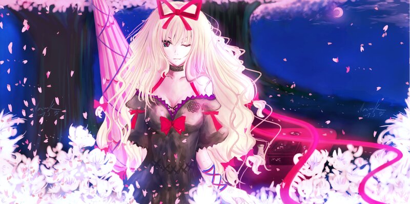 anime girl with pink bow