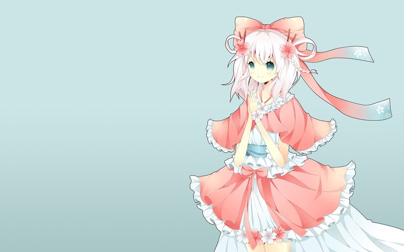 anime girl with pink bow