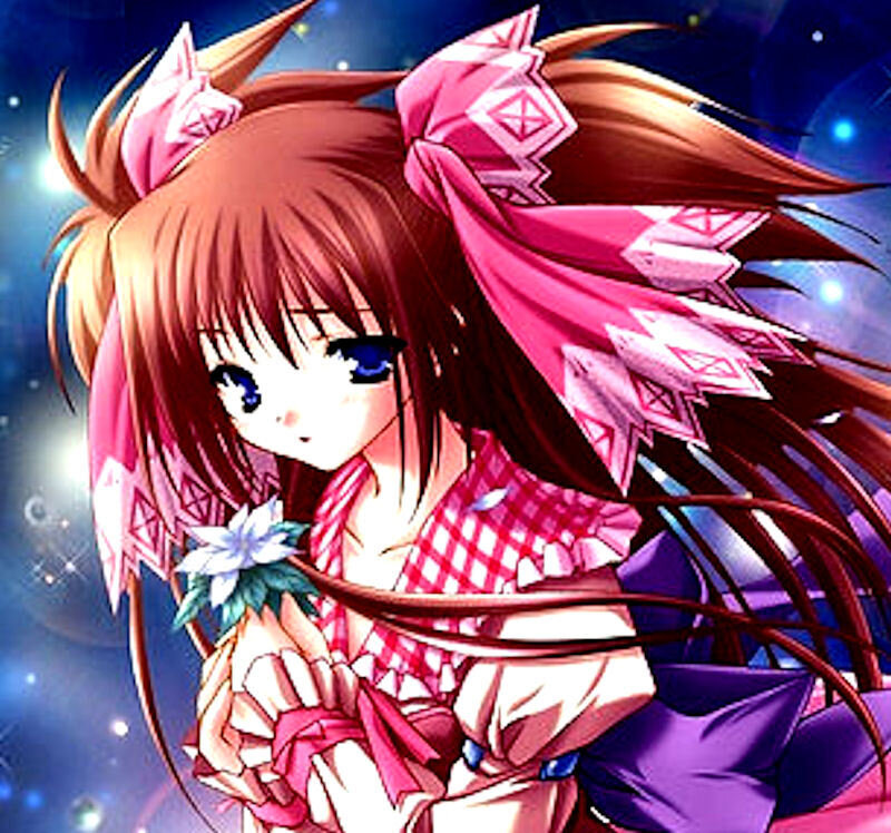 anime girl with pink bow