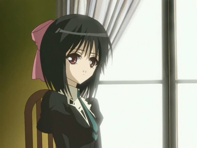 Anime Girl with Pink Bow — Black, Calm