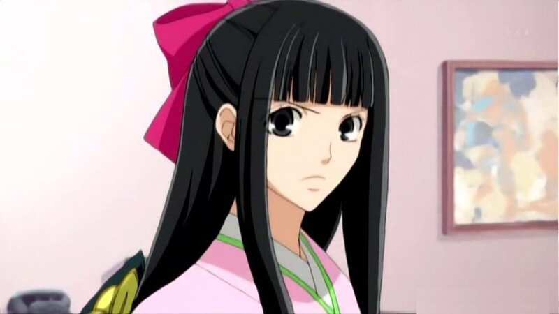Anime Girl with Pink Bow — Black