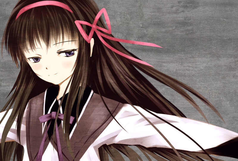 Anime Girl with Pink Bow — Brown, Calm