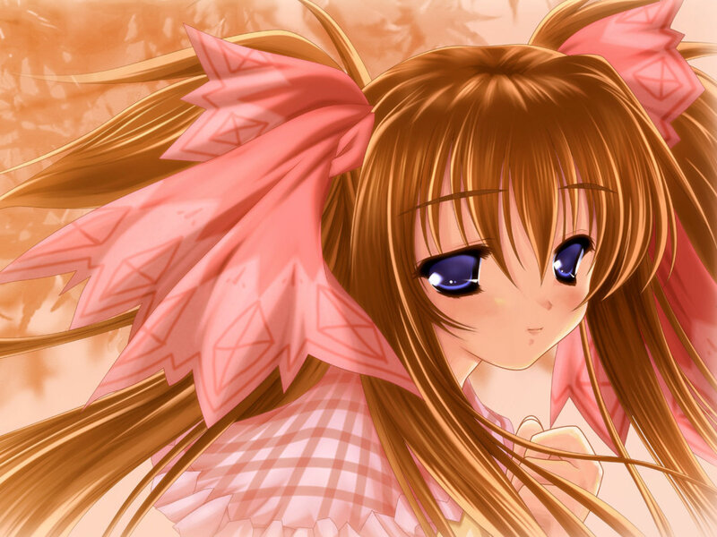Anime Girl with Pink Bow — Brown