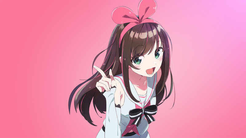Anime Girl with Pink Bow — Cheerful, School Uniform