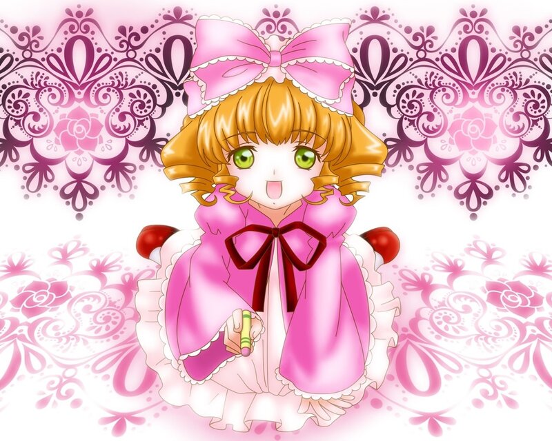 anime girl with pink bow