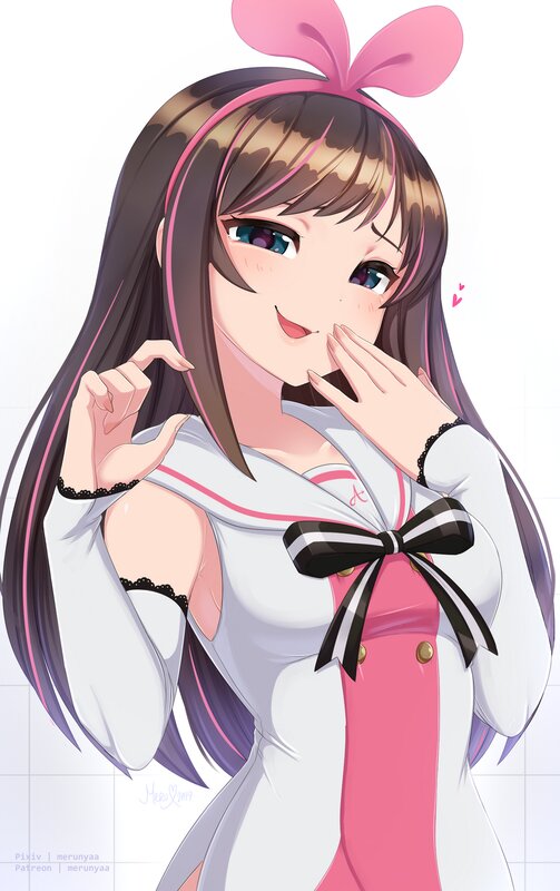Anime Girl with Pink Bow — White, Playful