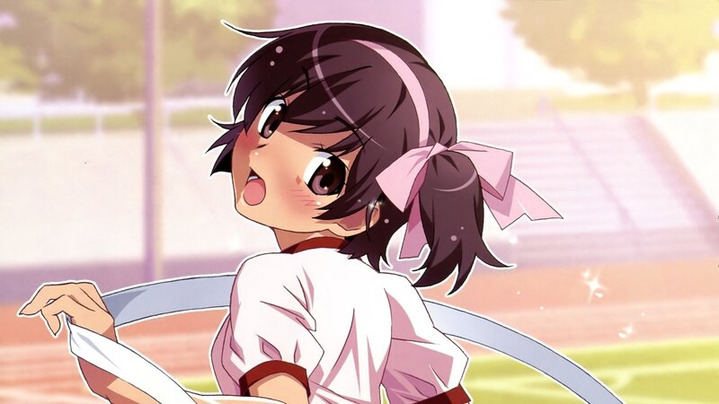 Anime Girl with Pink Bow — White