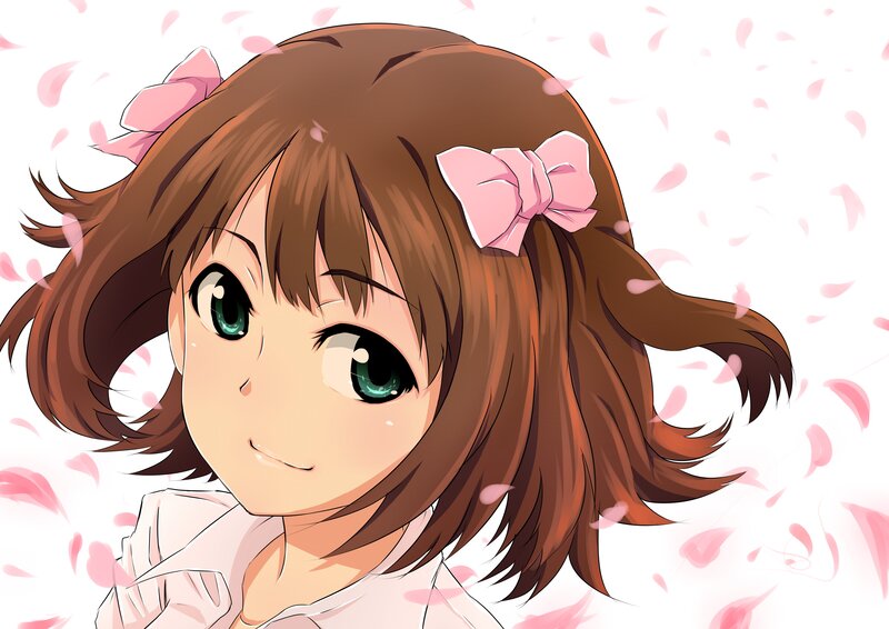 anime girl with pink bows