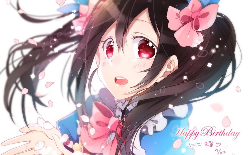 Anime Girl with Pink Bows — Blue