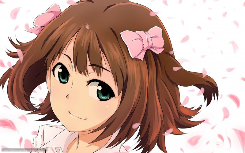 anime girl with pink bows