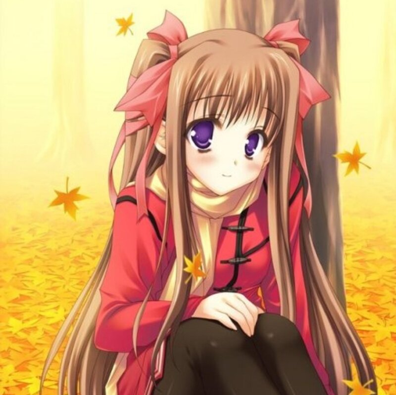 Anime Girl with Pink Bows — Yellow