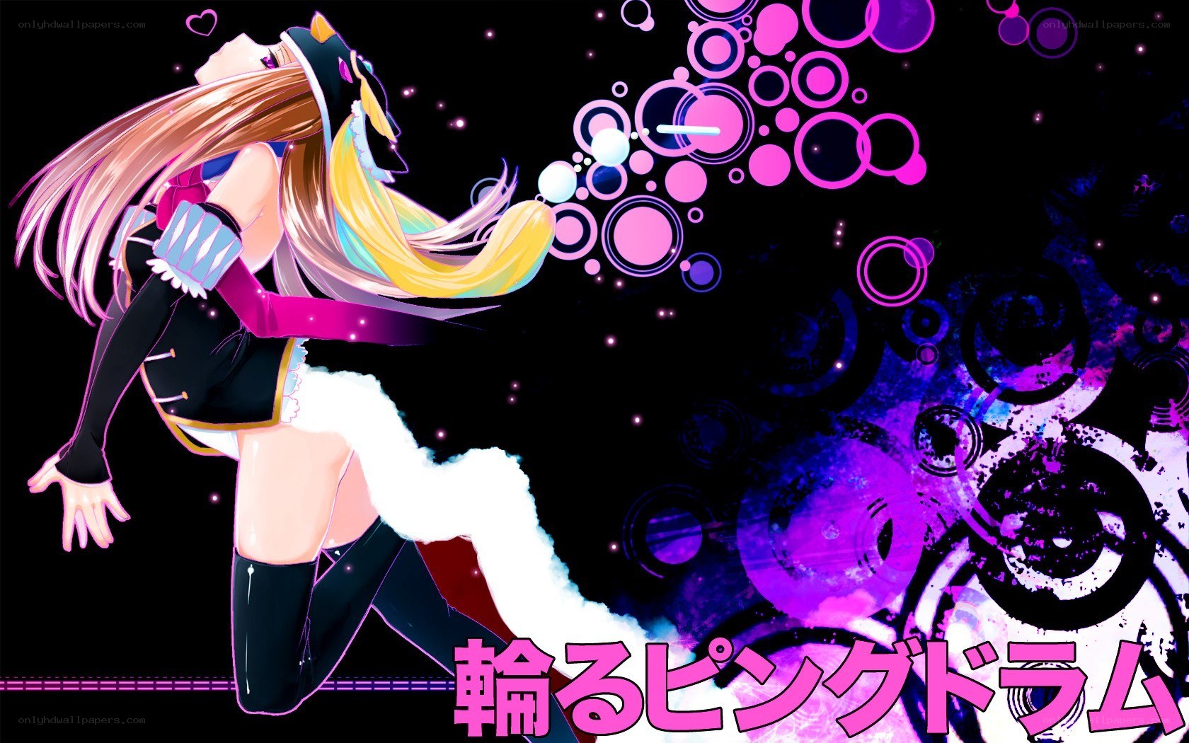 anime girl with pink bubbles