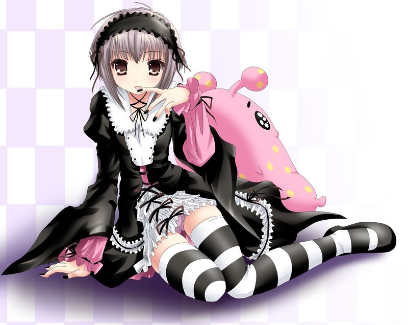 anime girl with pink creature