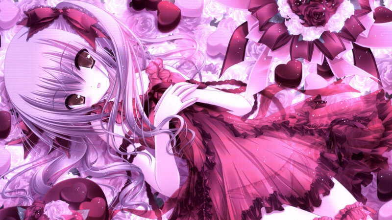 anime girl with pink dress