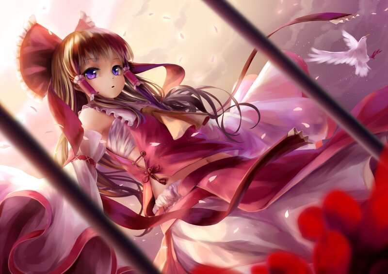 Anime Girl with Pink Dress — Serene, Spring, Digital Art