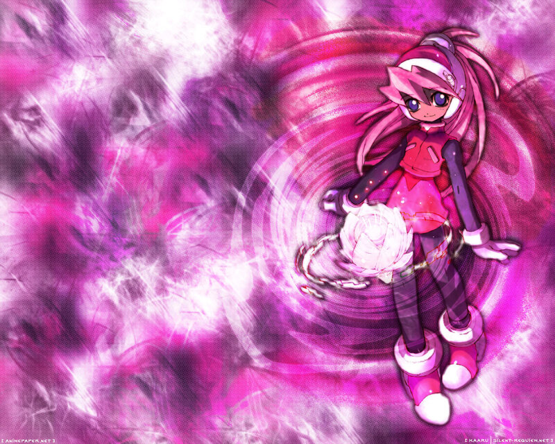 anime girl with pink energy
