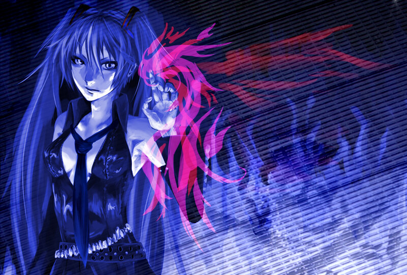 anime girl with pink energy