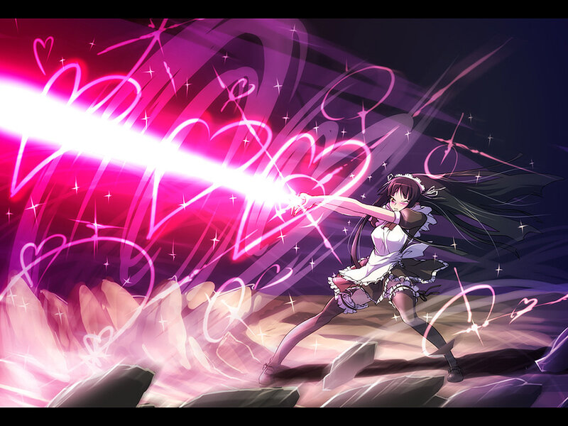 anime girl with pink energy attack
