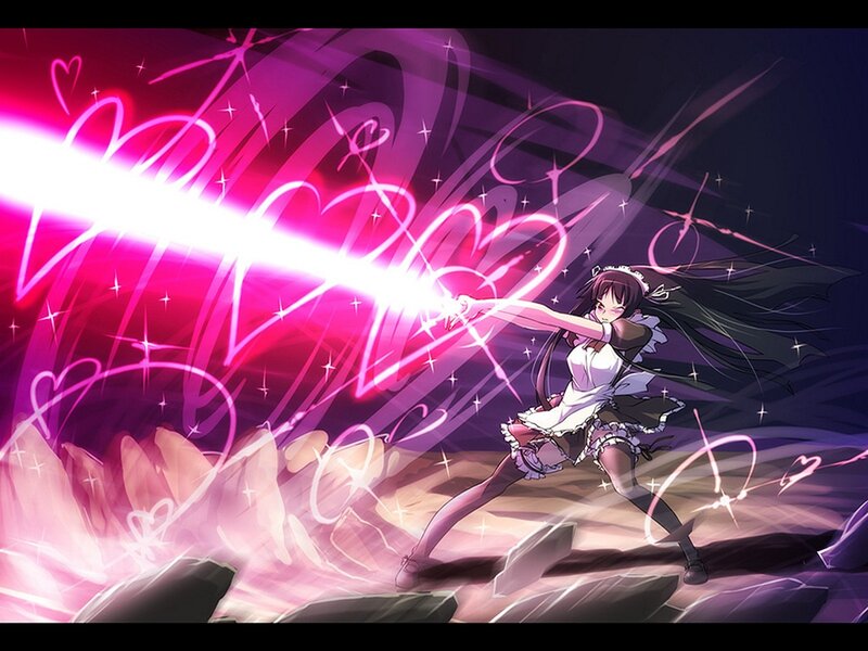 anime girl with pink energy beam