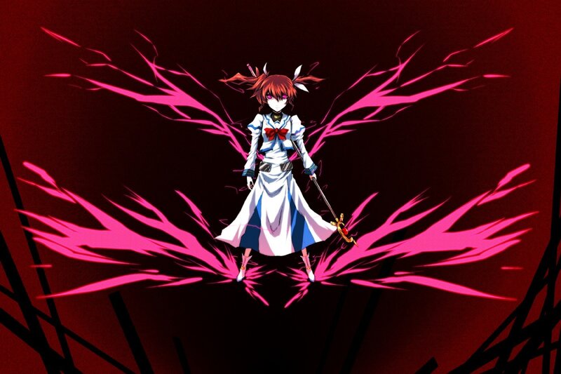 anime girl with pink energy wings
