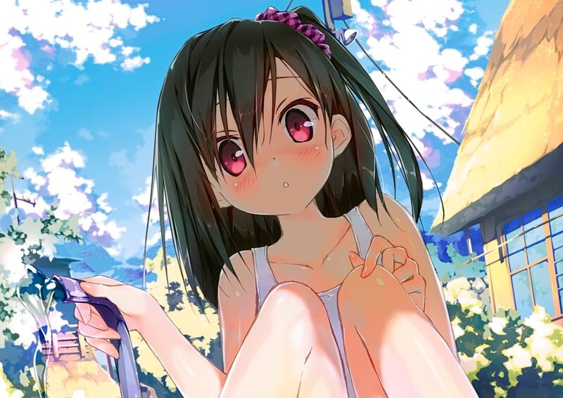 anime girl with pink eyes