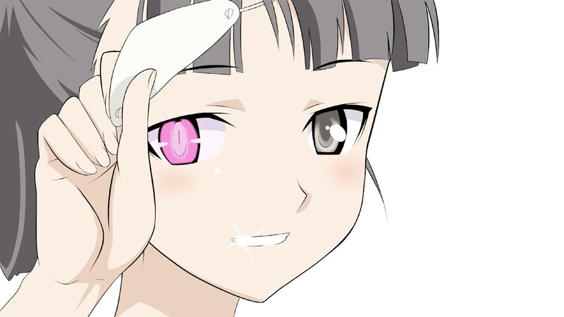 anime girl with pink eyes