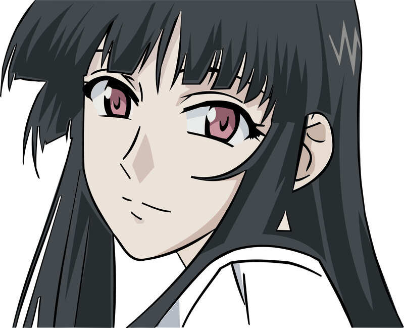 anime girl with pink eyes