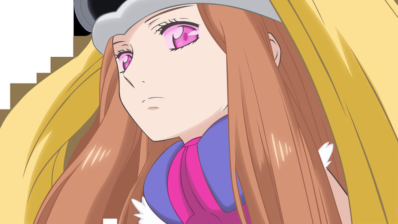 anime girl with pink eyes