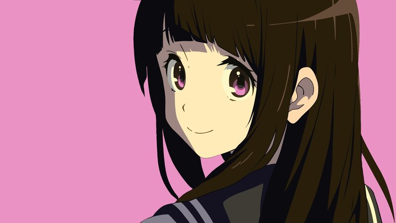 anime girl with pink eyes