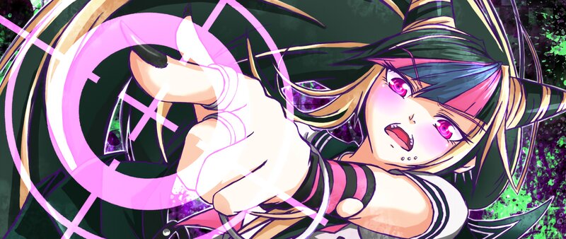 Anime Girl with Pink Eyes — Dramatic, Magic Circle