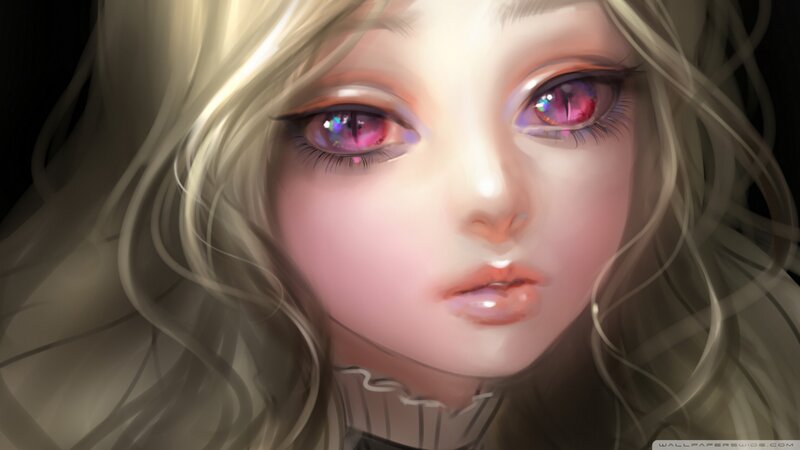 Anime Girl with Pink Eyes — Dramatic