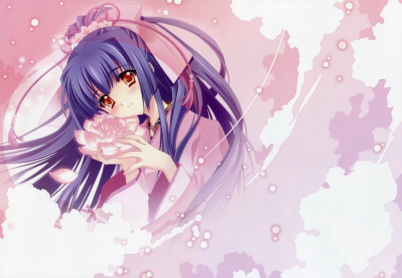 anime girl with pink flower