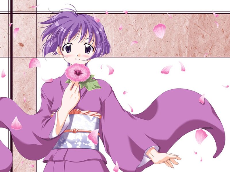 anime girl with pink flower