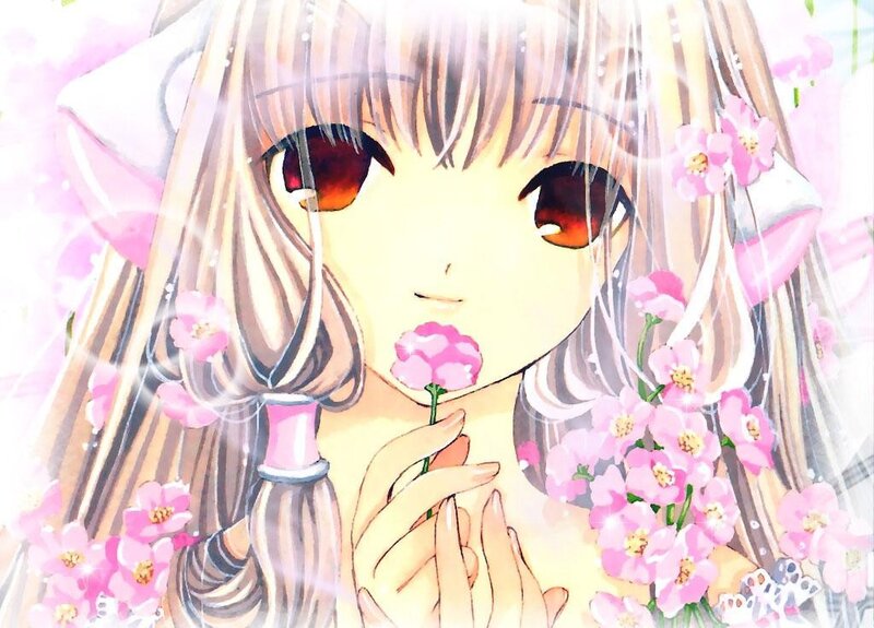 anime girl with pink flowers