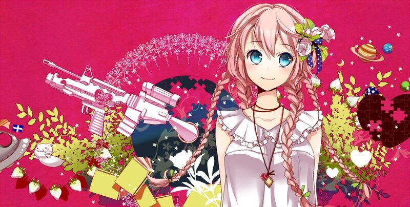 Anime girl with pink gun