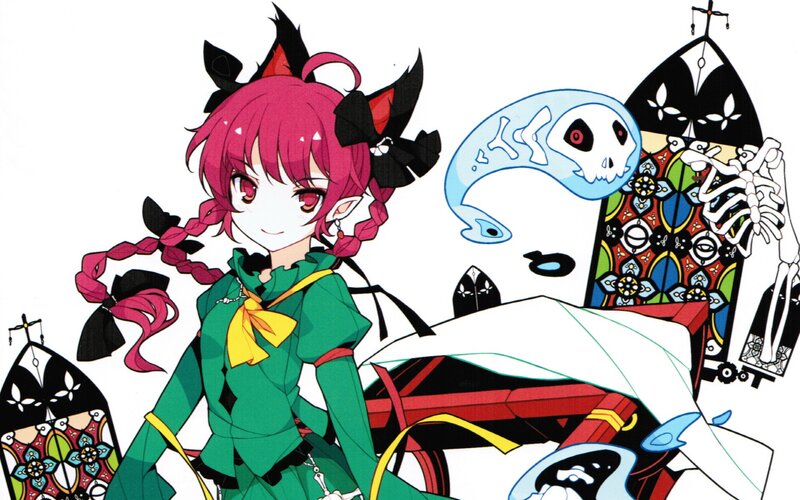 anime girl with pink hair and skull
