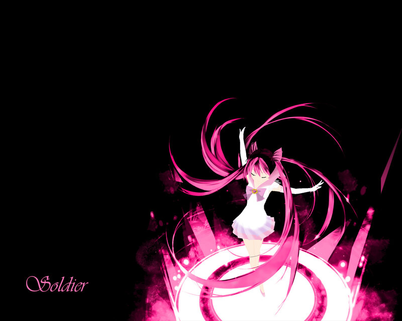Anime Girl with Pink Hair — Black, Dramatic