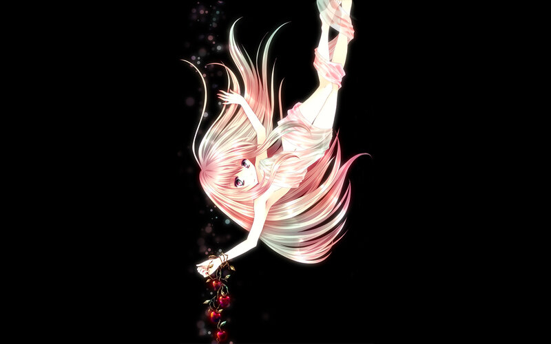 Anime Girl with Pink Hair — Black, Dreamy