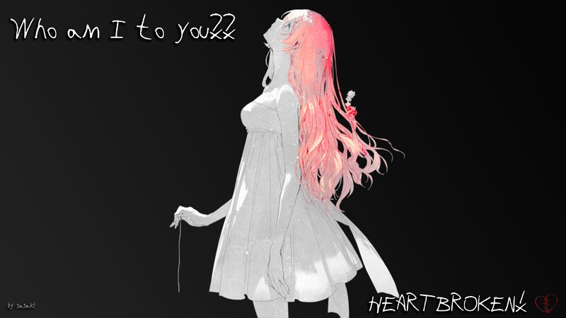 Anime Girl with Pink Hair — Black, Melancholic