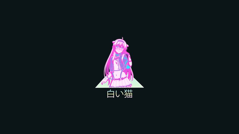 Anime Girl with Pink Hair — Black, Minimalist
