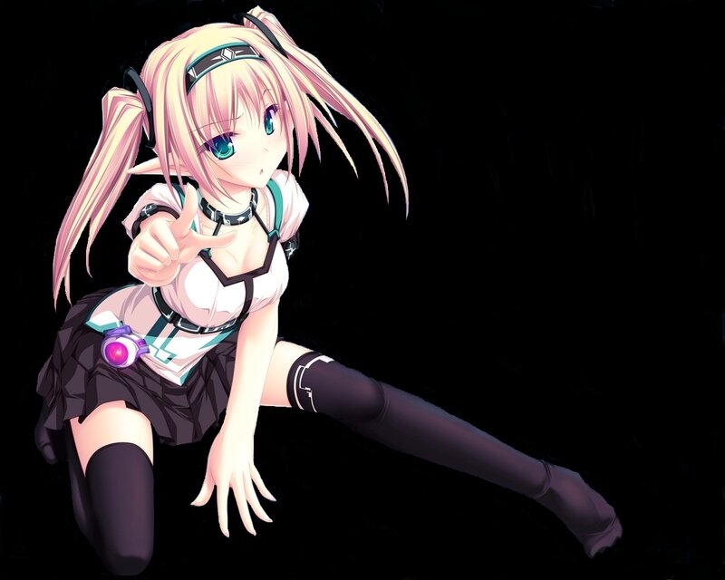 Anime Girl with Pink Hair — Black, Playful